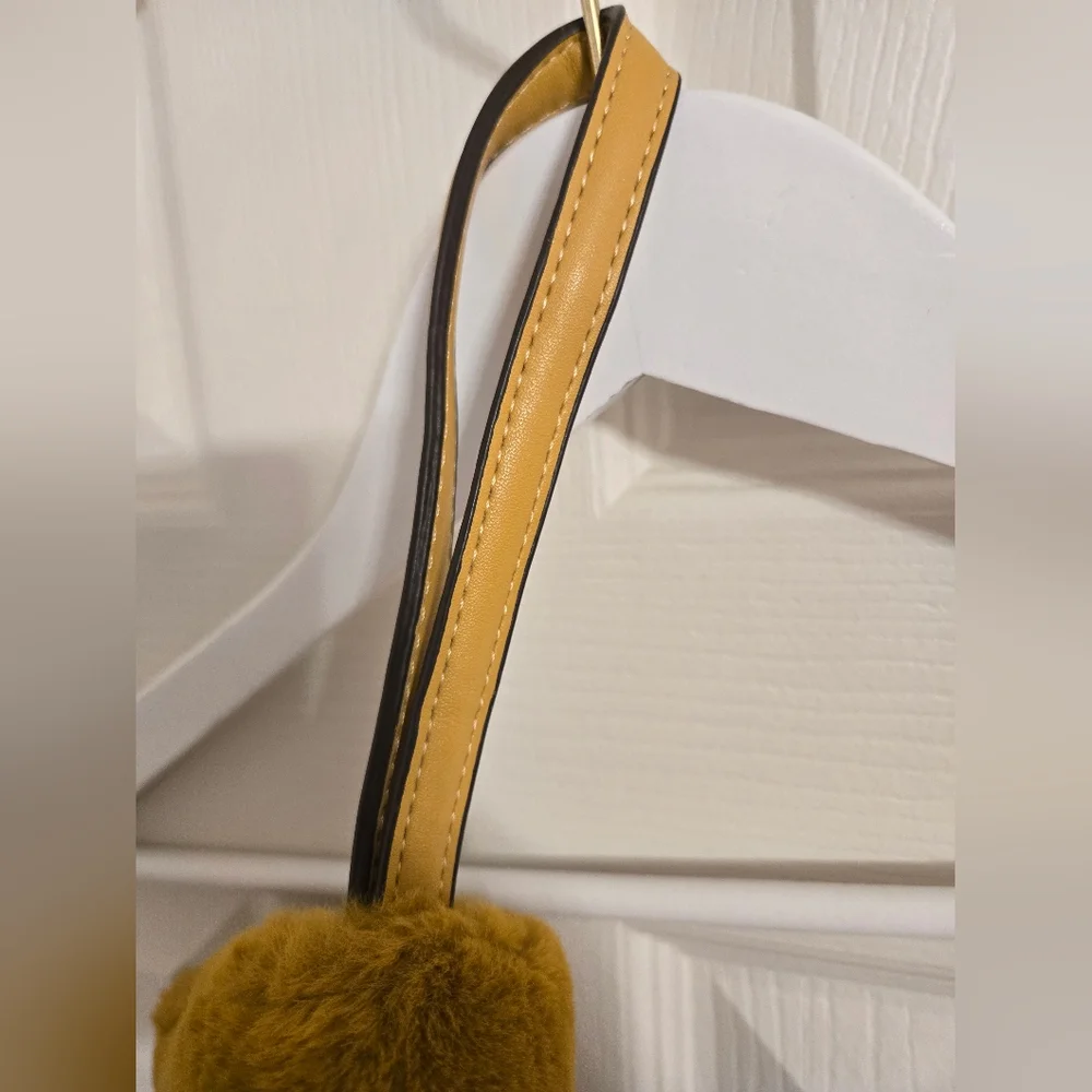 A New Day Faux Fur Mustard Yellow Clutch